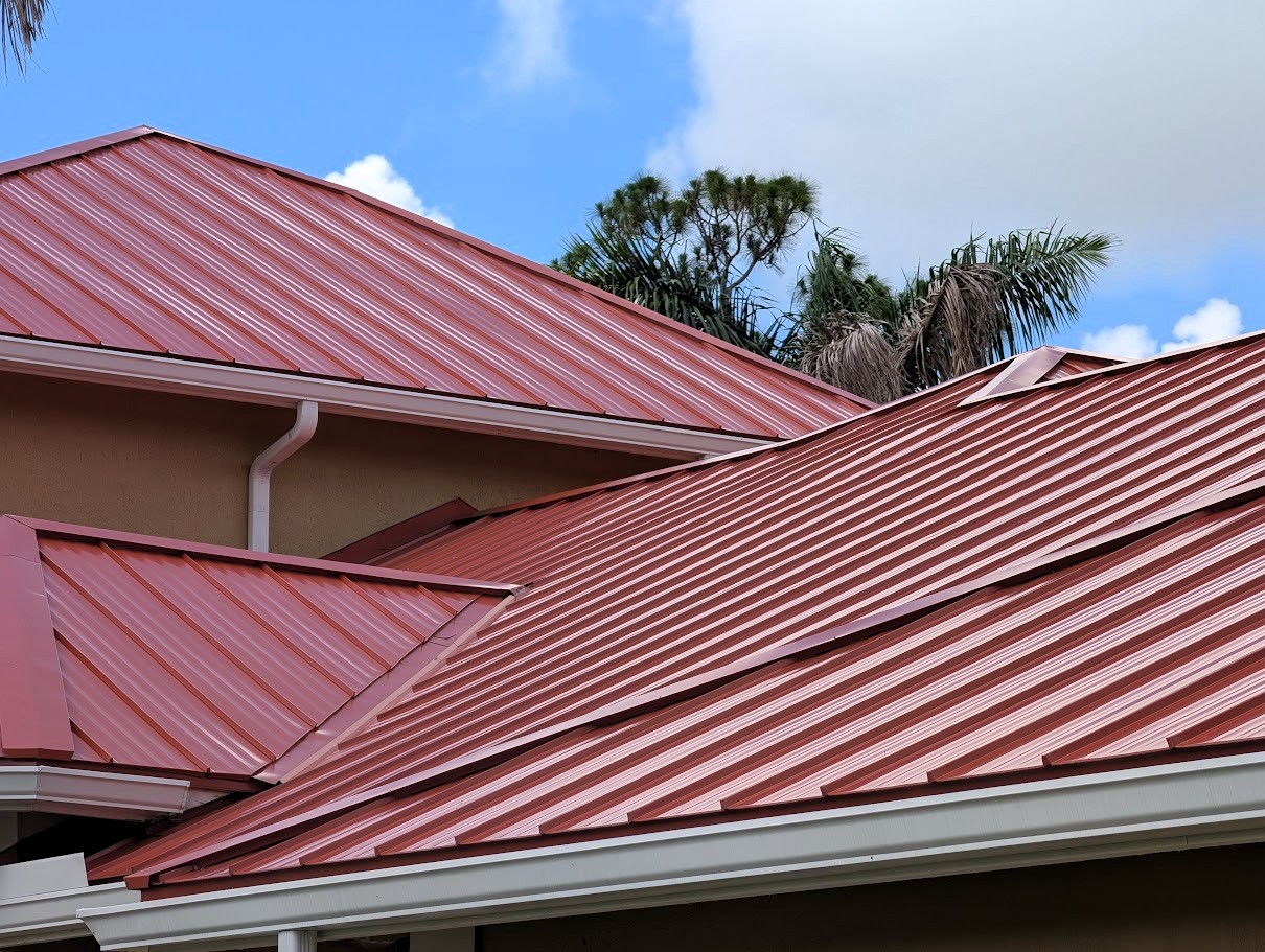 Close-up of valley flashing detail on a Florida tile roof